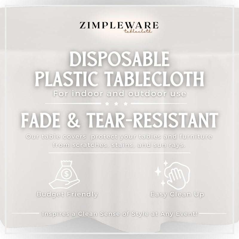 ZIMPLEWARE Premium White Plastic Table Cloth Disposable (6 Pack) Round Tablecloth (84in) Party Table Cloths Disposable, Perfect Table Cloth Round Cover for Any Table Up to 6 Feet - Image 2